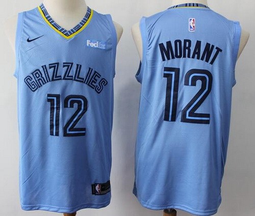 Men's Memphis Grizzlies #12 Ja Morant Light Blue Icon Sponsor Swingman Jersey