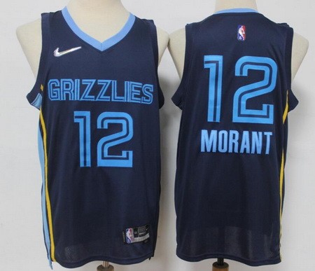 Men's Memphis Grizzlies #12 Ja Morant Navy Diamond 75th Icon Swingman Jersey