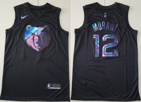 Men's Memphis Grizzlies #12 Ja Morant Black Iridescent Holographic Icon Swingman Jersey