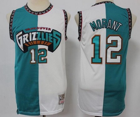 Men's Memphis Grizzlies #12 Ja Morant Green White Split Throwback Swingman Jersey