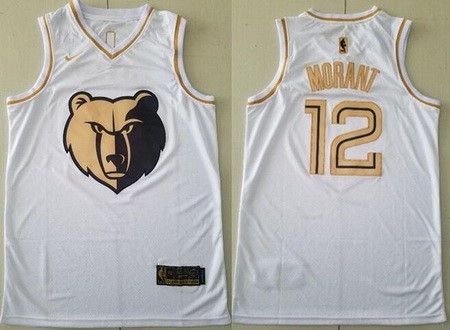 Men's Memphis Grizzlies #12 Ja Morant White Gold Icon Swingman Jersey