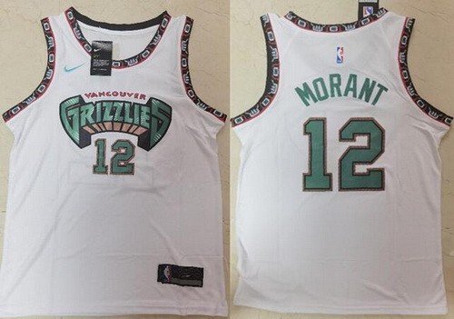 Men's Memphis Grizzlies #12 Ja Morant White Throwback Icon Swingman Jersey