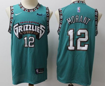 Men's Memphis Grizzlies #12 Ja Morant Green Throwback Icon Sponsor Swingman Jersey