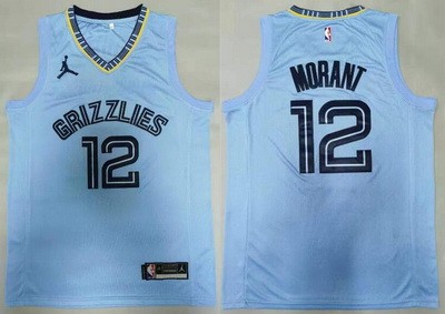 Men's Memphis Grizzlies #12 Ja Morant Light Blue Icon Swingman Jersey