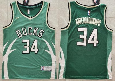 Men's Milwaukee Bucks #34 Giannis Antetokounmpo Green 2021 Earned Icon Swingman Jersey