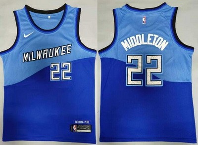 Men's Milwaukee Bucks #20 Khris Middleton Blue 2021 City Icon Swingman Jersey