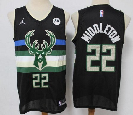 Men's Milwaukee Bucks #20 Khris Middleton Blue Statement Icon Sponsor Swingman Jersey