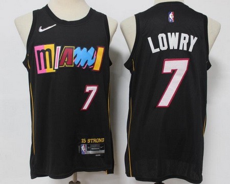 Men's Miami Heat #7 Kyle Lowry Black City Diamond 75th Icon Swingman Jersey