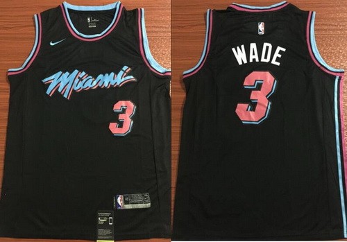 Men's Miami Heat #3 Dwyane Wade Black 2018 City Icon Swingman Jersey