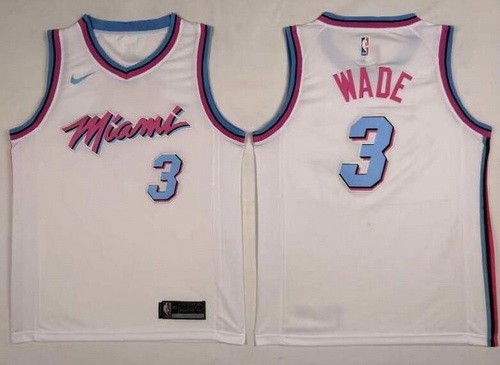 Men's Miami Heat #3 Dwyane Wade White The City Icon Swingman Jersey