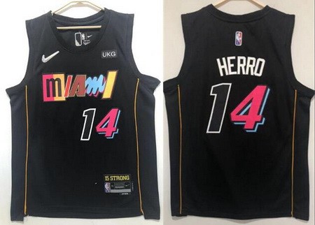 Men's Miami Heat #14 Tyler Herro Black City Diamond 75th Icon Sponsor Swingman Jersey