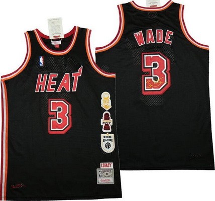 Men's Miami Heat #3 Dwyane Wade Black Honor Throwback Swingman Jersey