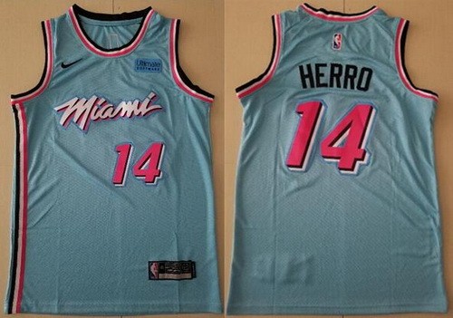 Men's Miami Heat #14 Tyler Herro Blue City Icon Sponsor Swingman Jersey