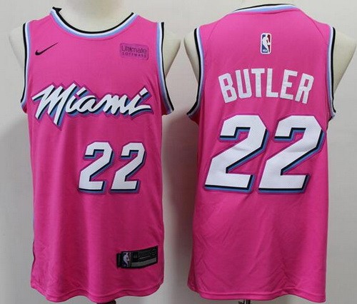 Men's Miami Heat #22 Jimmy Butler Pink City Icon Sponsor Swingman Jersey