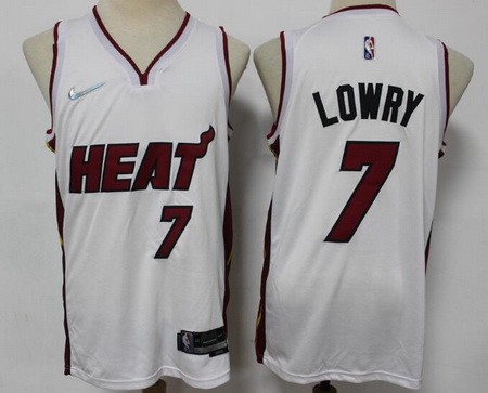 Men's Miami Heat #7 Kyle Lowry White Diamond 75th Icon Swingman Jersey