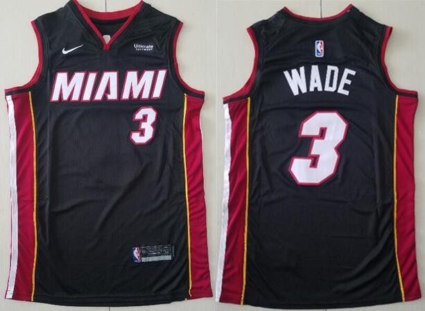 Men's Miami Heat #3 Dwyane Wade Black Icon Sponsor Swingman Jersey