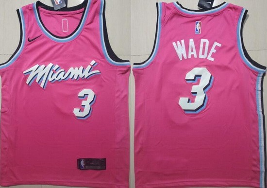 Men's Miami Heat #3 Dwyane Wade Pink Earned Icon Swingman Jersey