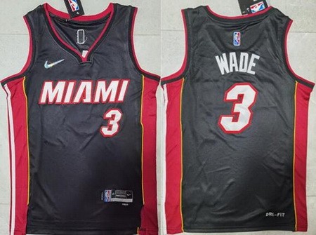 Men's Miami Heat #3 Dwyane Wade Black Diamond 75th Icon Swingman Jersey