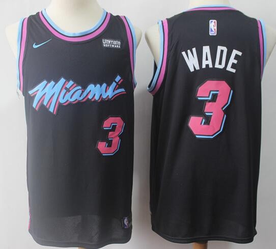 Men's Miami Heat #3 Dwyane Wade Black 2018 City Icon Sponsor Swingman Jersey