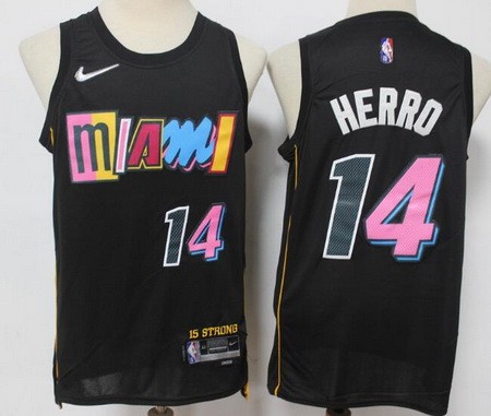 Men's Miami Heat #14 Tyler Herro Black City Diamond 75th Icon Swingman Jersey