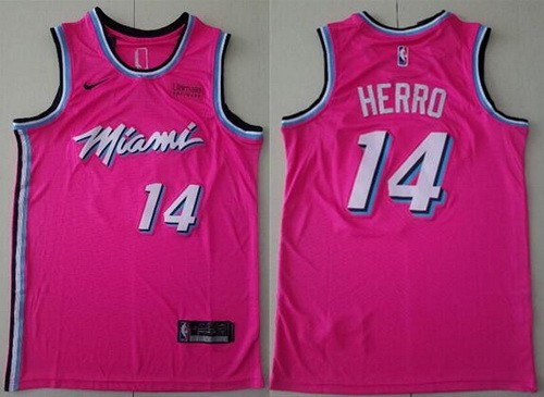Men's Miami Heat #14 Tyler Herro Pink City Icon Sponsor Swingman Jersey