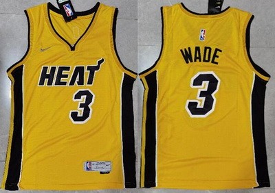 Men's Miami Heat #3 Dwyane Wade Yellow 2021 Earned Icon Swingman Jersey