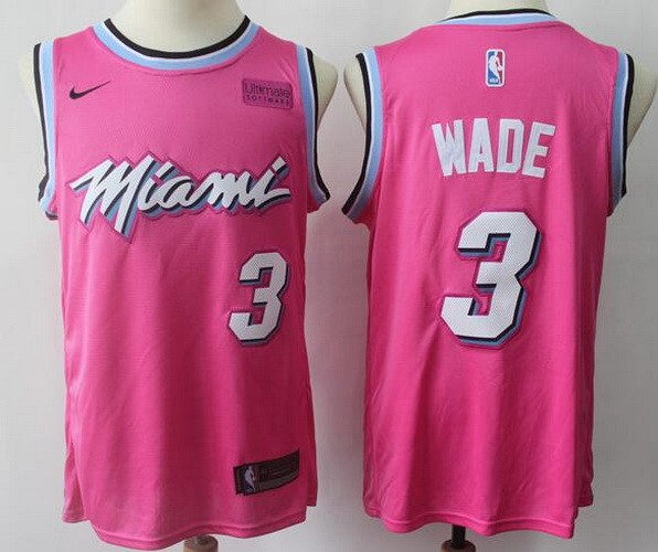 Men's Miami Heat #3 Dwyane Wade Pink Earned Icon Sponsor Swingman Jersey
