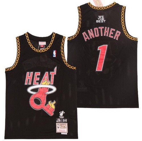 Men's Miami Heat #1 Another Black Remix Big Season X Hollywood Classic Swingman Jersey