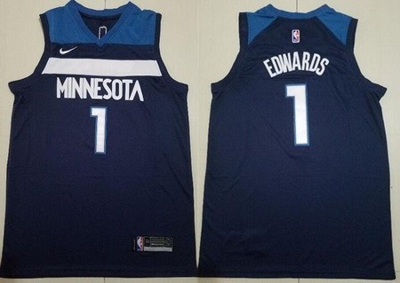 Men's Minnesota Timberwolves #1 Anthony Edwards Navy Icon Swingman Jersey