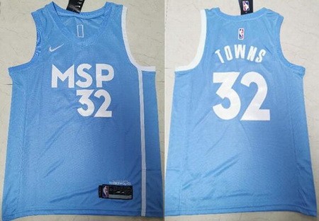 Men's Minnesota Timberwolves #32 Karl Anthony Towns Blue City Icon Swingman Jersey