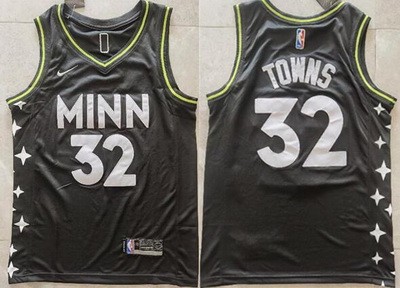 Men's Minnesota Timberwolves #32 Karl Anthony Towns Black 2021 City Icon Swingman Jersey