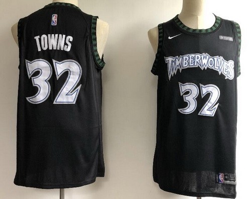 Men's Minnesota Timberwolves #32 Karl Anthony Towns Black Icon Sponsor Hardwood Classics Swingman Jersey
