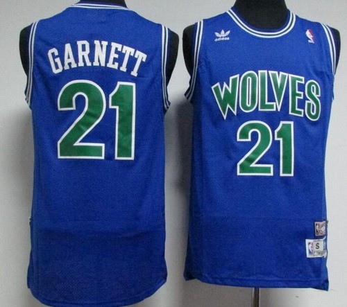 Men's Minnesota Timberwolves #21 Kevin Garnett Blue Hollywood Classic Throwback Swingman Jersey