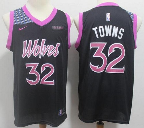 Men's Minnesota Timberwolves #32 Karl Anthony Towns Purple City Icon Sponsor Swingman Jersey