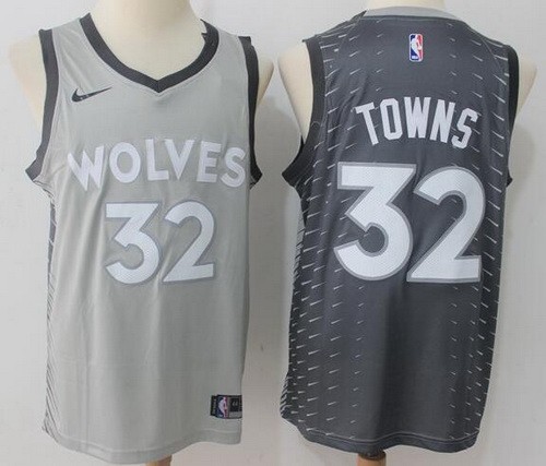 Men's Minnesota Timberwolves #32 Karl Anthony Towns Gray The City Icon Swingman Jersey