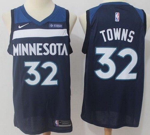 Men's Minnesota Timberwolves #32 Karl Anthony Towns Navy Icon Sponsor Swingman Jersey