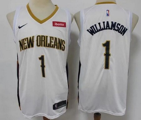 Men's New Orleans Pelicans #1 Zion Williamson White 2021 Icon Sponsor Swingman Jersey