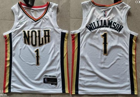 Men's New Orleans Pelicans #1 Zion Williamson White City Diamond 75th Icon Swingman Jersey
