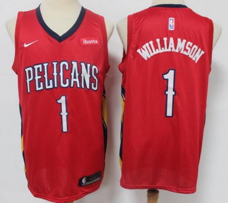 Men's New Orleans Pelicans #1 Zion Williamson Red 2021 Icon Sponsor Swingman Jersey