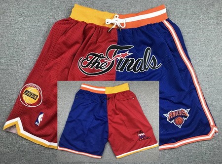 Men's New York Knicks Houston Rockets Blue Red 1994 Finals Just Don Shorts