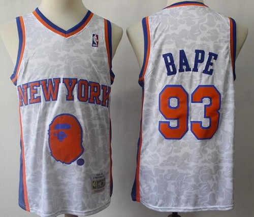 Men's New York Knicks #93 Bape Gray Swingman Jersey