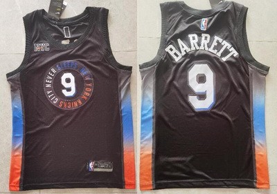 Men's New York Knicks #9 RJ Barrett Black 2021 City Icon Swingman Jersey
