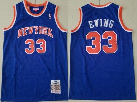 Men's New York Knicks #33 Patrick Ewing Blue 1991 Throwback Swingman Jersey