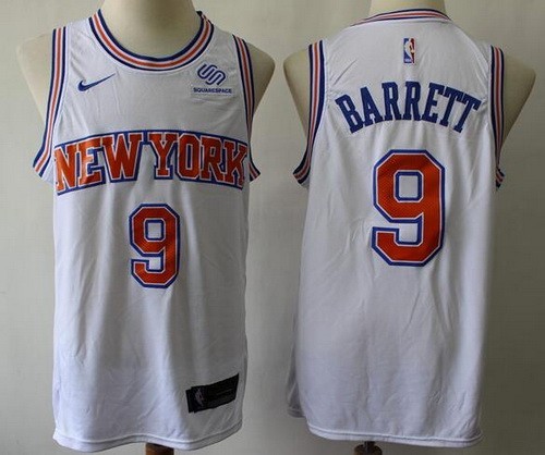 Men's New York Knicks #9 RJ Barrett White Icon Sponsor Jersey