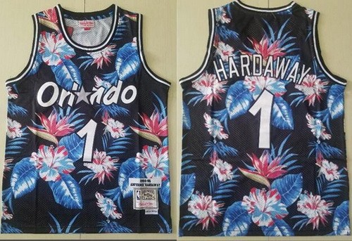 Men's Orlando Magic #1 Penny Hardaway Floral Fashion Throwback Swingman Jersey