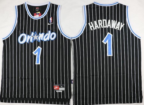 Men's Orlando Magic #1 Penny Hardaway Black Throwback Swingman Jersey