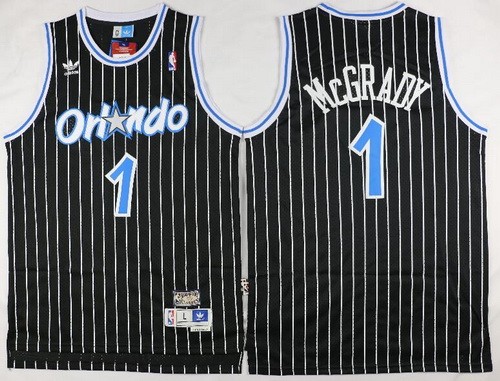 Men's Orlando Magic #1 Tracy McGrady Black Hollywood Classic Throwback Swingman Jersey