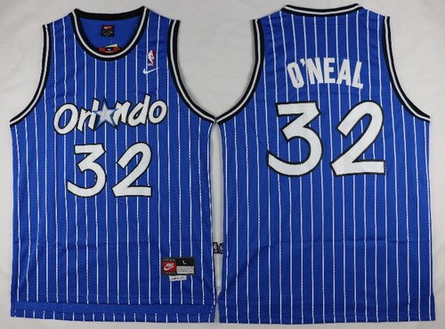 Men's Orlando Magic #32 Shaquille O'Neal Blue Throwback Swingman Jersey