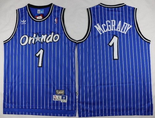 Men's Orlando Magic #1 Tracy McGrady Blue Hollywood Classic Throwback Swingman Jersey