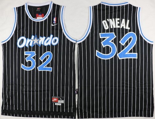 Men's Orlando Magic #32 Shaquille O'Neal Black Throwback Swingman Jersey